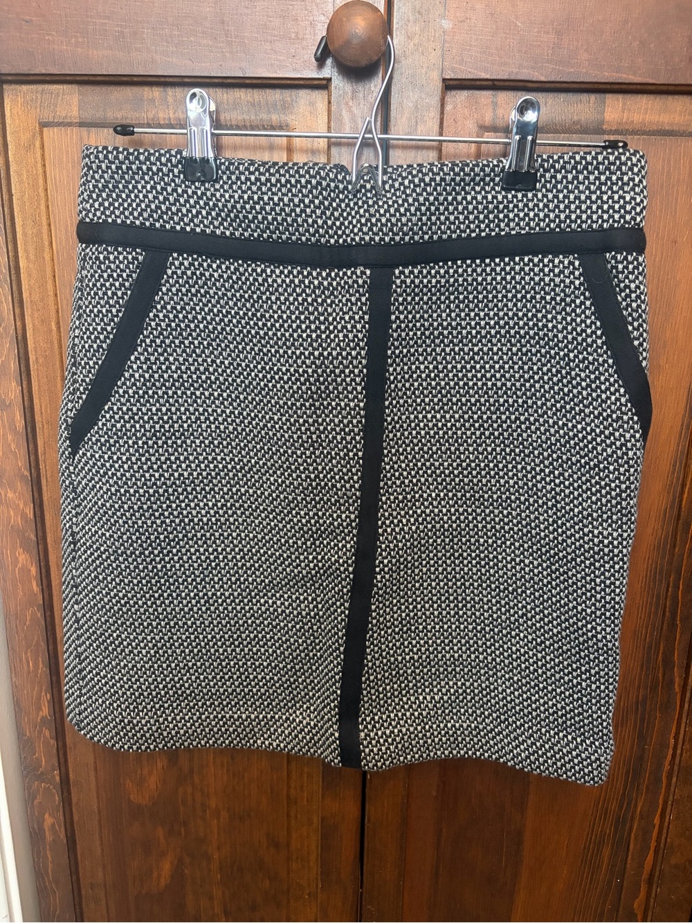 LOFT Black and White Tweed Mini Skirt